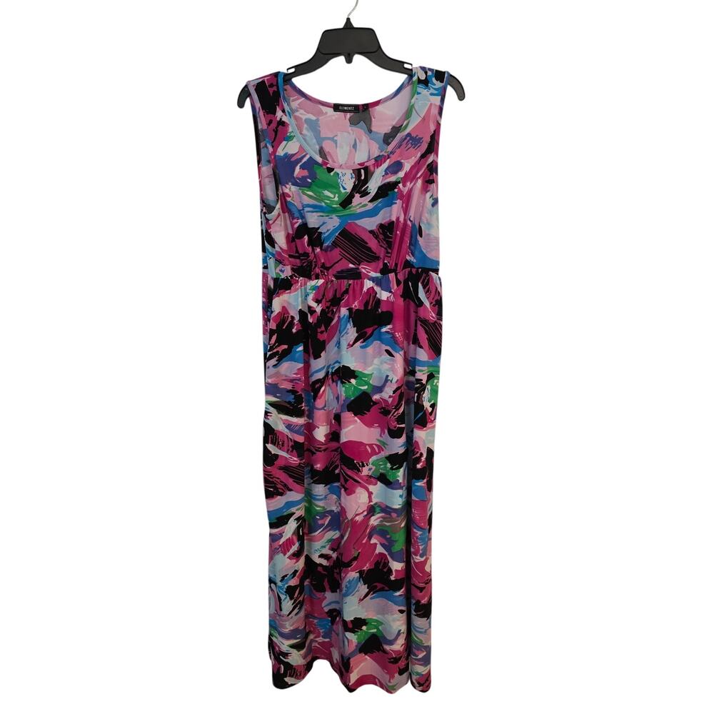 Elementz Sleeveless Abstract Maxi Dress, Large
